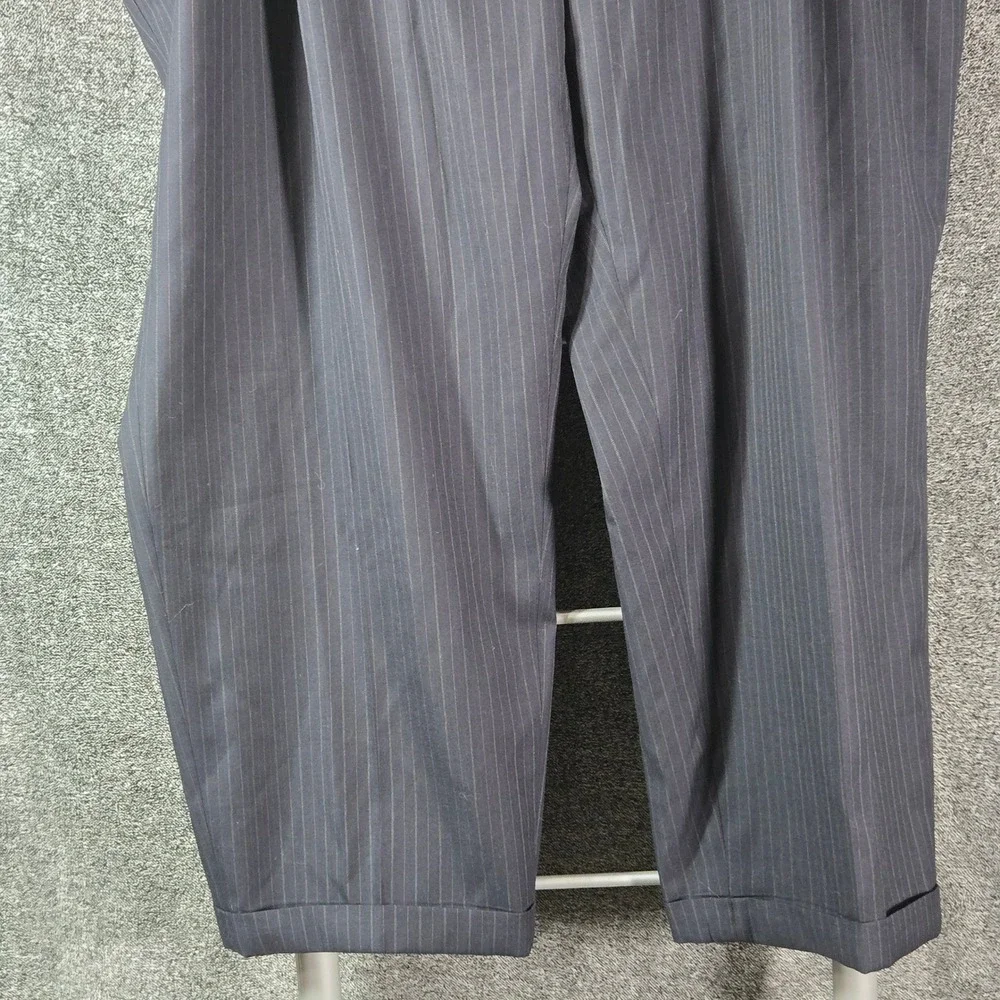 Joseph & Feiss Gold Super 120s Navy Pinstripe Suit 2-Button Pleated Cuffed 52x29